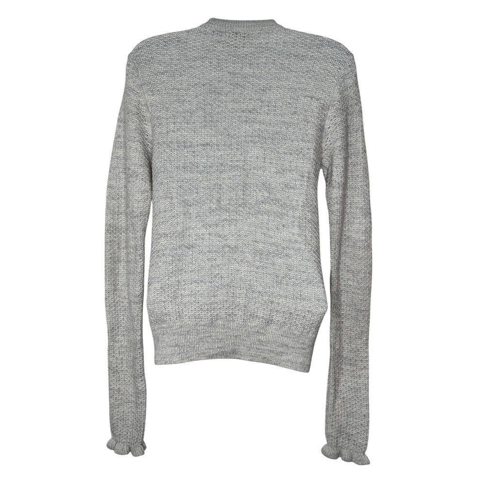 Club Monaco Lovelle Sweater Small Grey Merino Wool Ruffle Cable Knit Pullover - Picture 7 of 10
